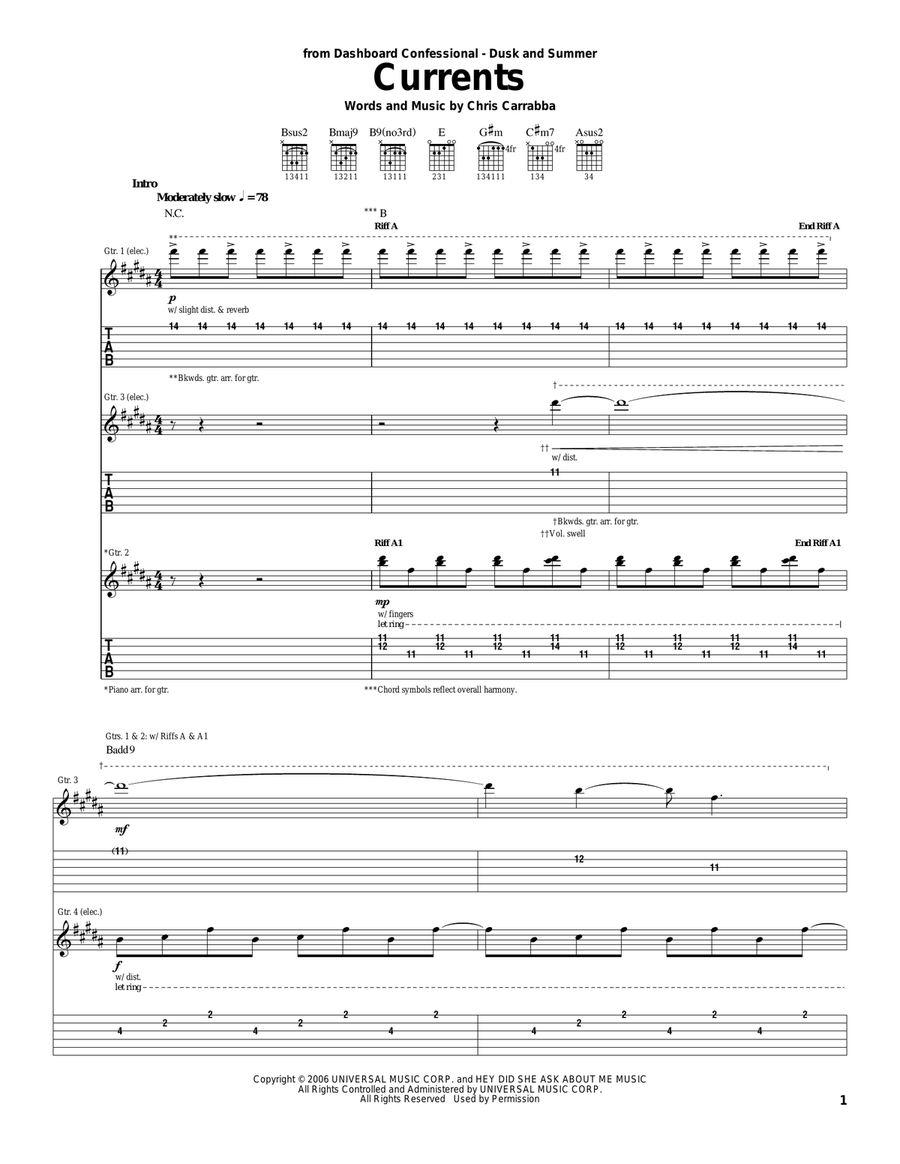 Currents Acoustic Guitar scores gallery preview page 1