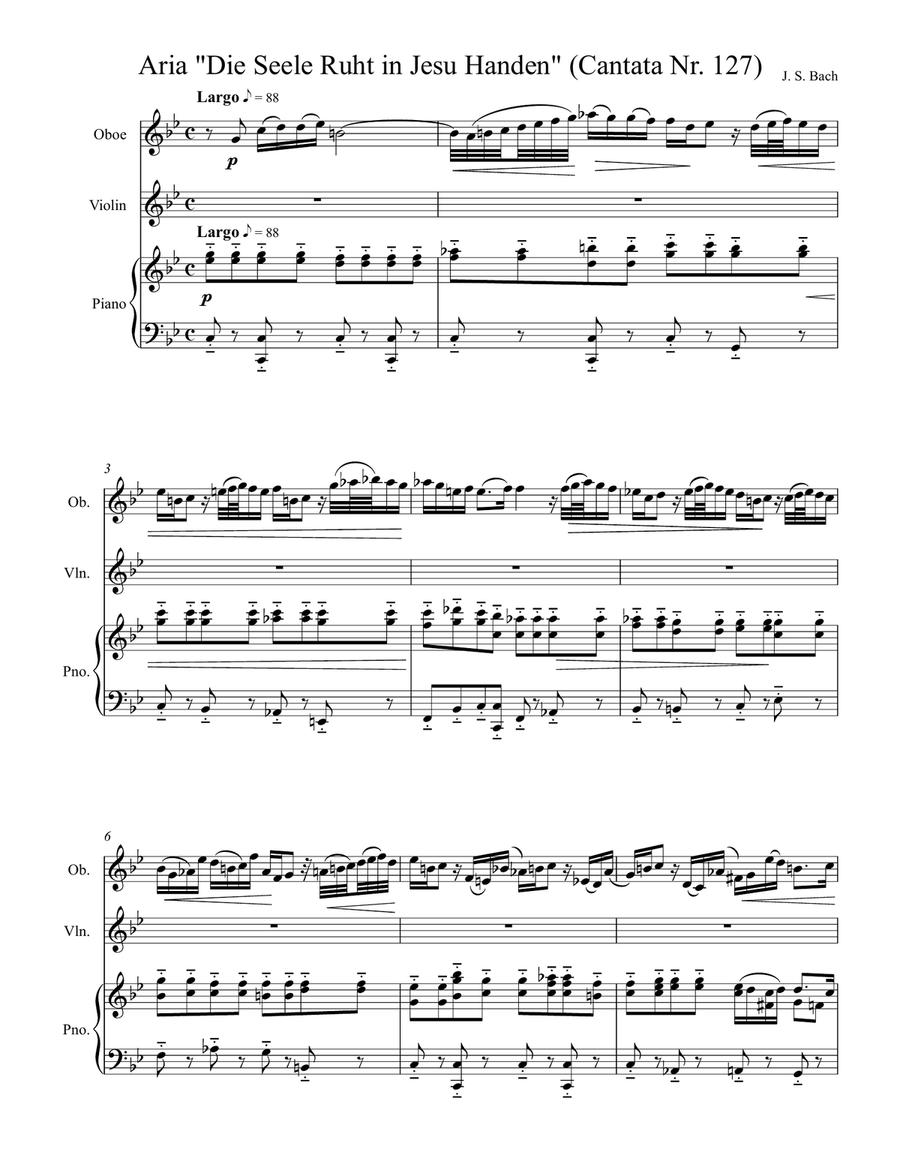 Aria: Die Seele Ruht in Jesu Handen Oboe scores gallery preview page 2