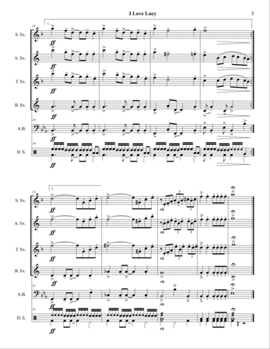 I Love Lucy Woodwind Quartet scores gallery preview page 4