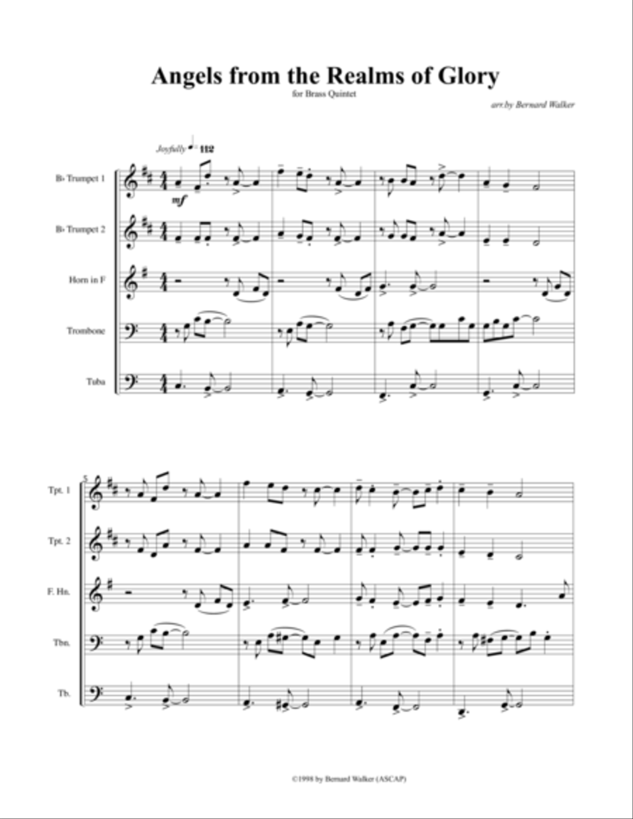 Angels From the Realms of Glory Brass Ensemble scores gallery preview page 1