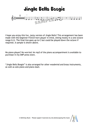 Jingle Bells Boogie - for solo French horn