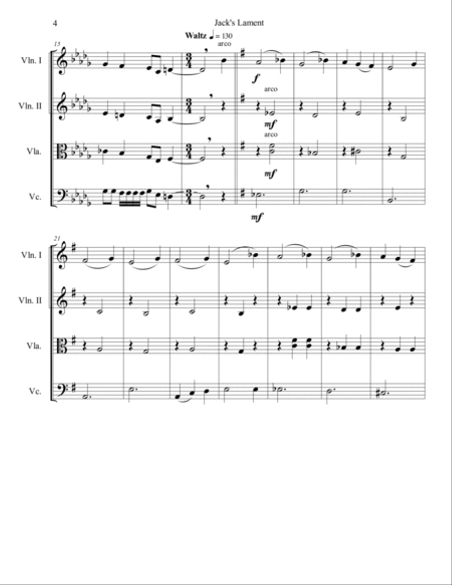 Jack's Lament String Quartet scores gallery preview page 5