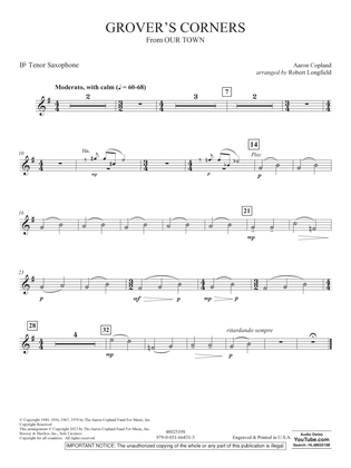 Grover's Corners (from Our Town) (arr. Robert Longfield) - Bb Tenor Saxophone