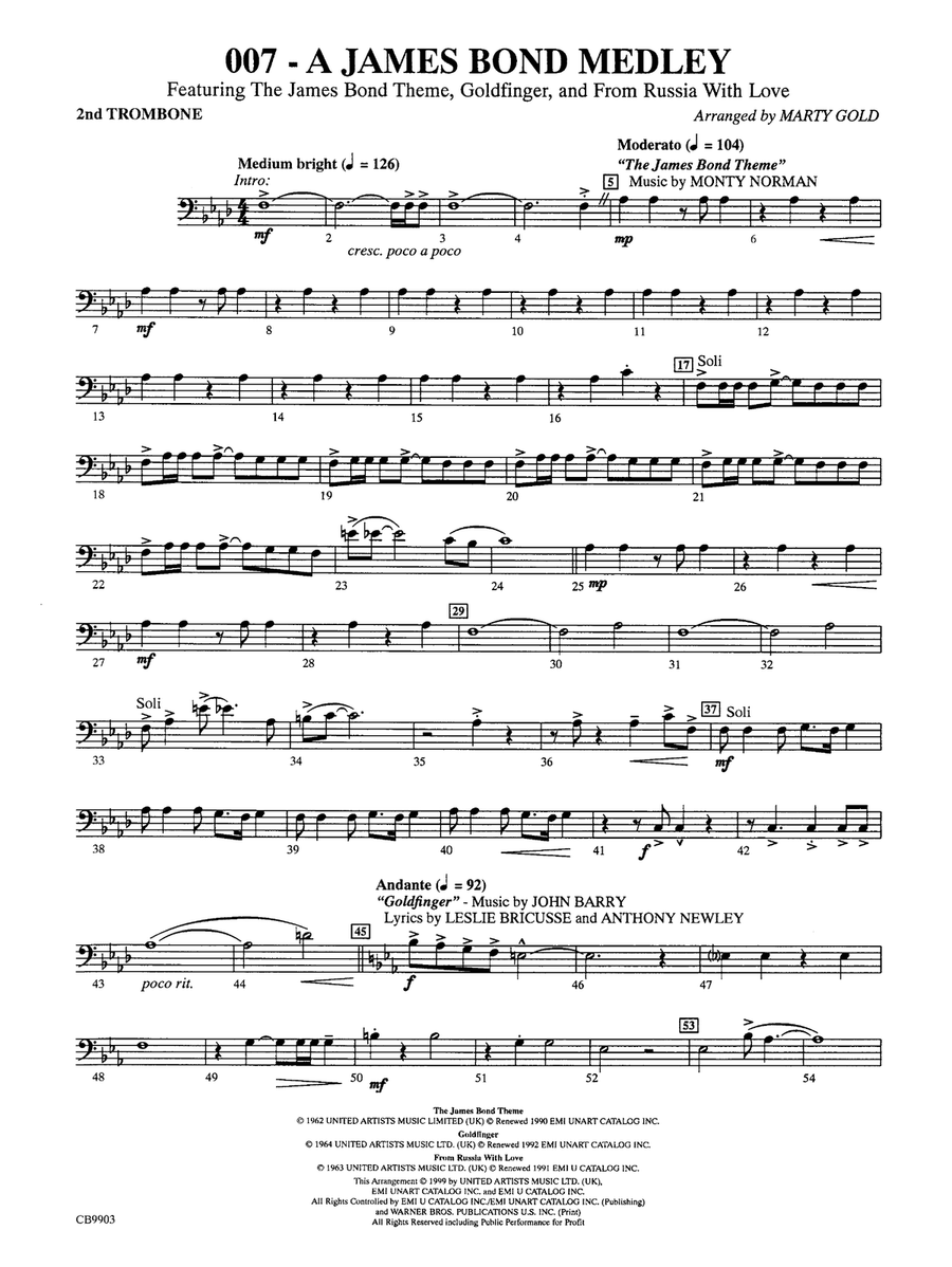 007 -- A James Bond Medley: 2nd Trombone