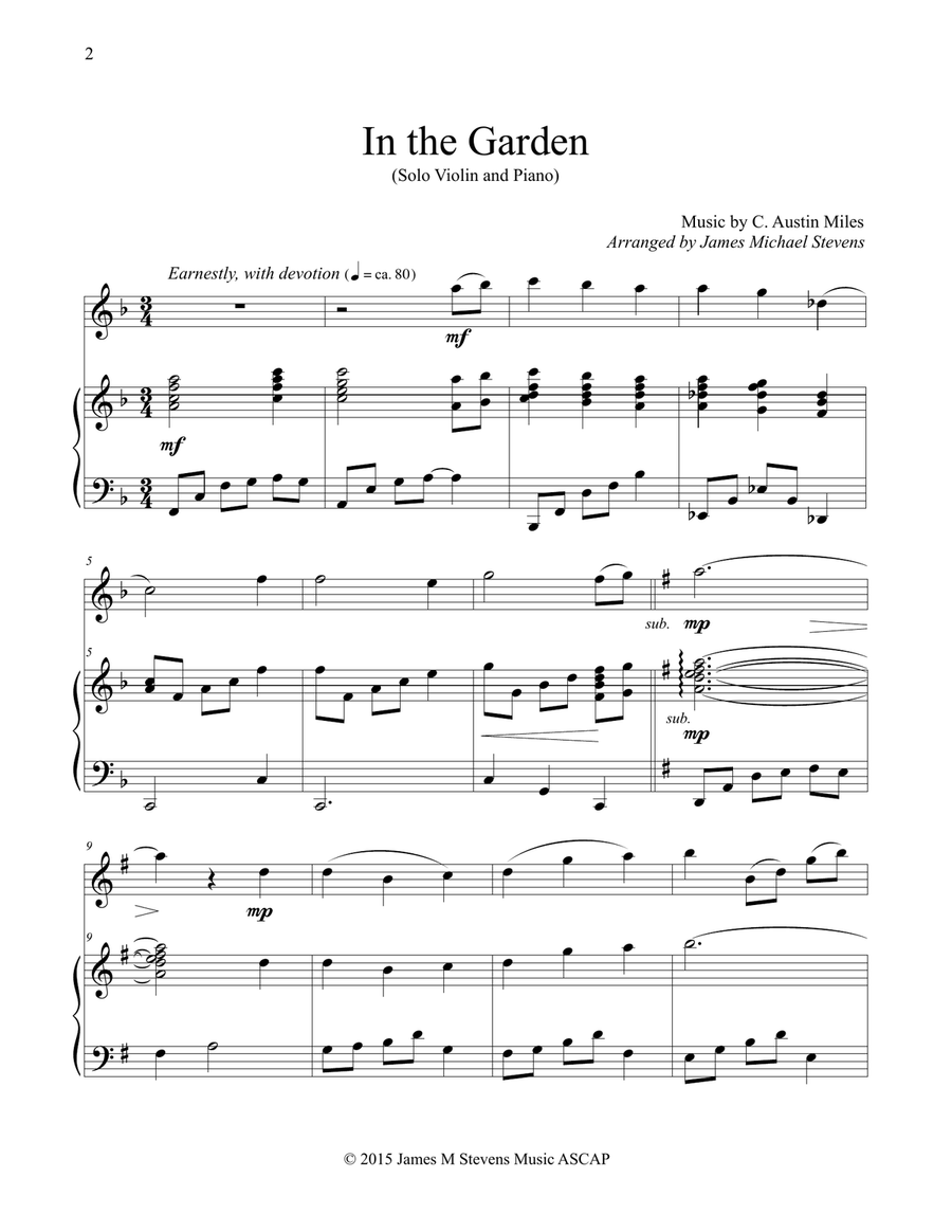 In the Garden (Solo Violin and Piano) In the Garden (Solo Violin and Piano) Violin Solo scores gallery preview page 2