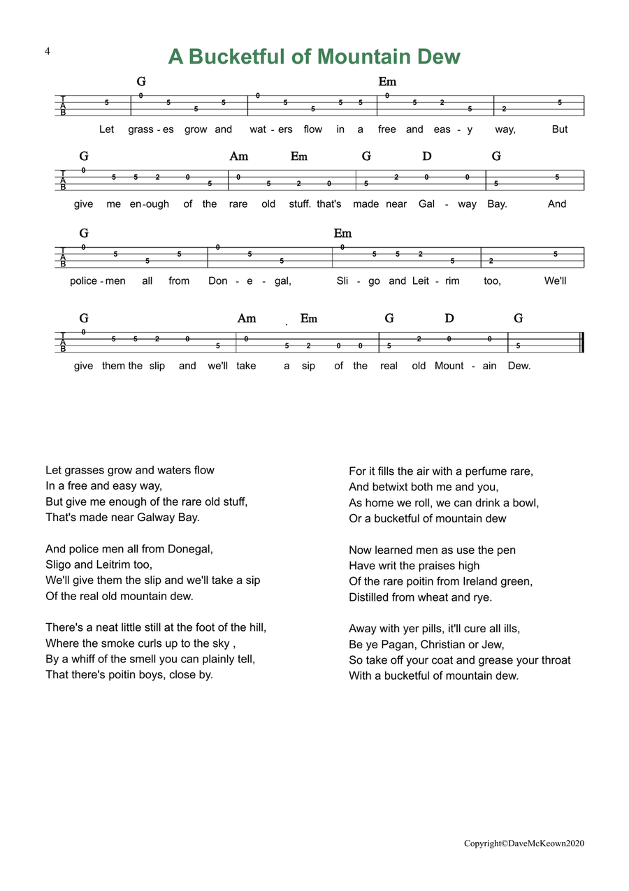 24 Favourite Songs of Ireland, for Mandolin Tab GDAE Mandolin scores gallery preview page 4