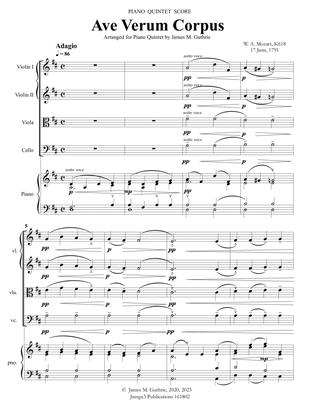 Mozart: Ave Verum Corpus for Piano Quintet