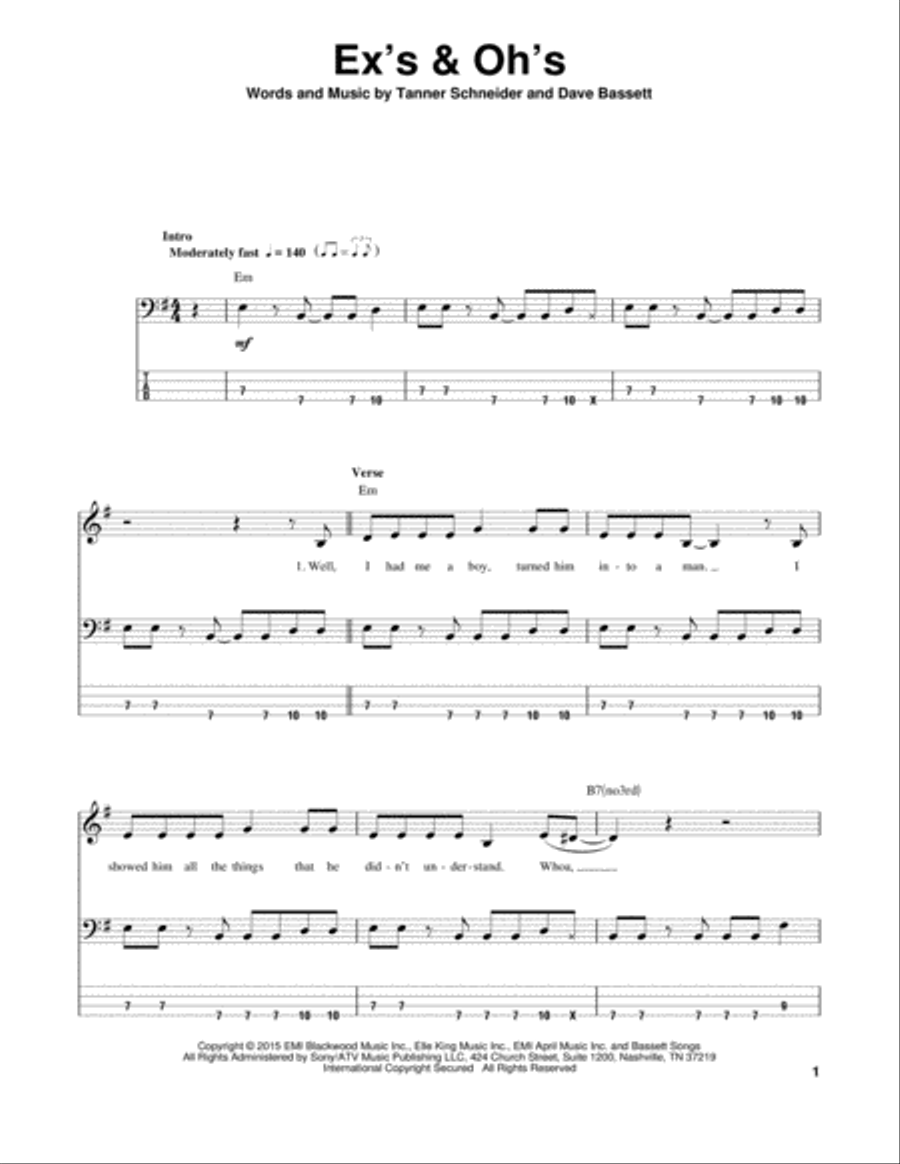 Ex's & Oh's Guitar Tablature scores gallery preview page 1