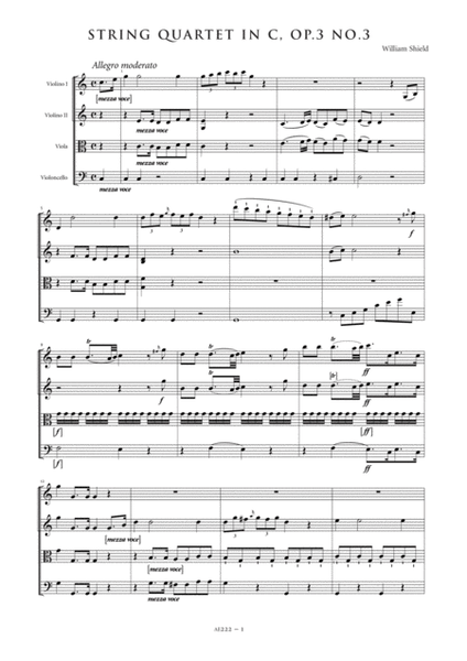 String Quartet in C major, Op. 3, No. 3 - Score Only