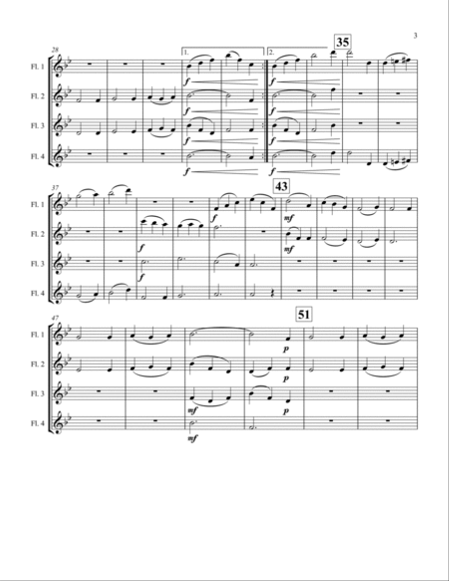 It Came Upon A Midnight Clear Flute Quartet scores gallery preview page 3