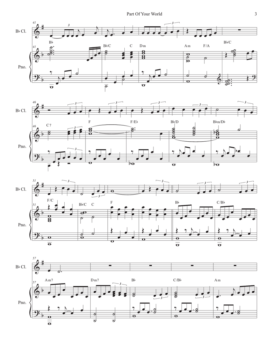Part Of Your World Clarinet Solo scores gallery preview page 3