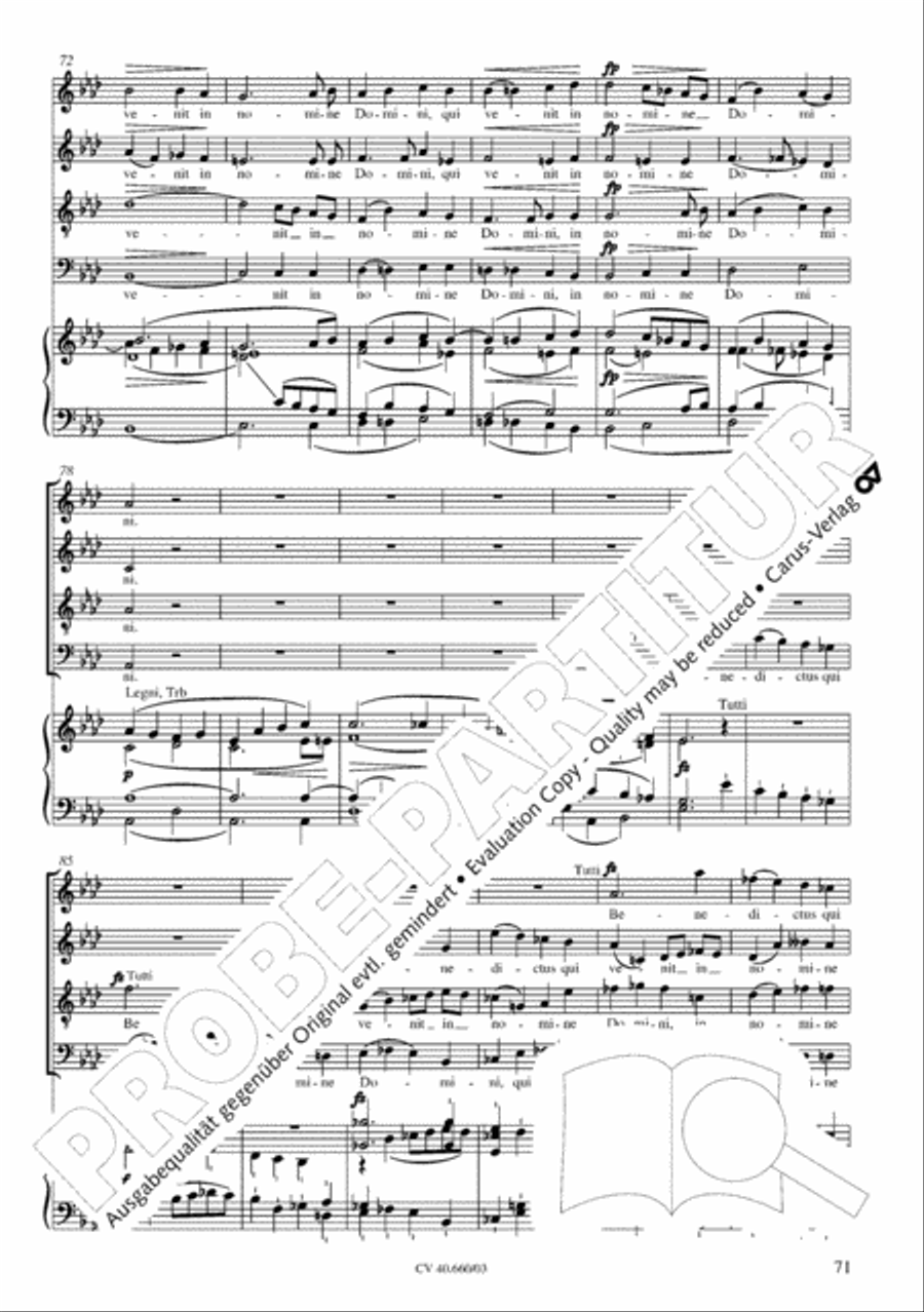Mass in E flat major (Messe in Es) SATTB scores gallery preview page 72