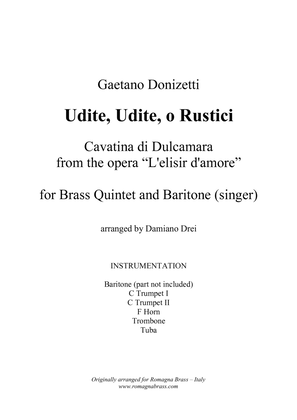 Book cover for Udite Udite o Rustici - Elisir d'Amore - for Brass Quintet and Baritone