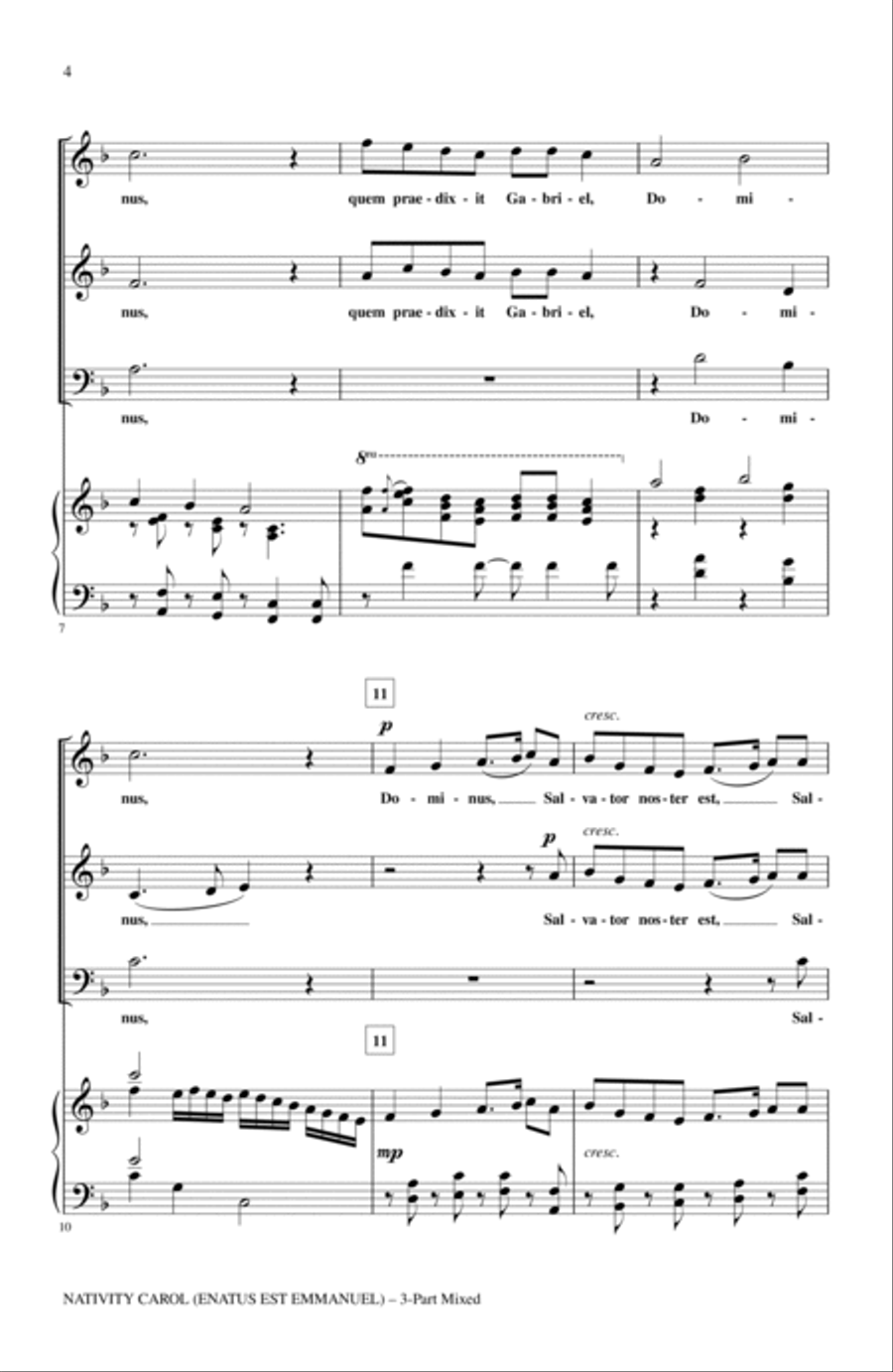 Nativity Carol (Enatus Est Emmanuel) 3-Part scores gallery preview page 2