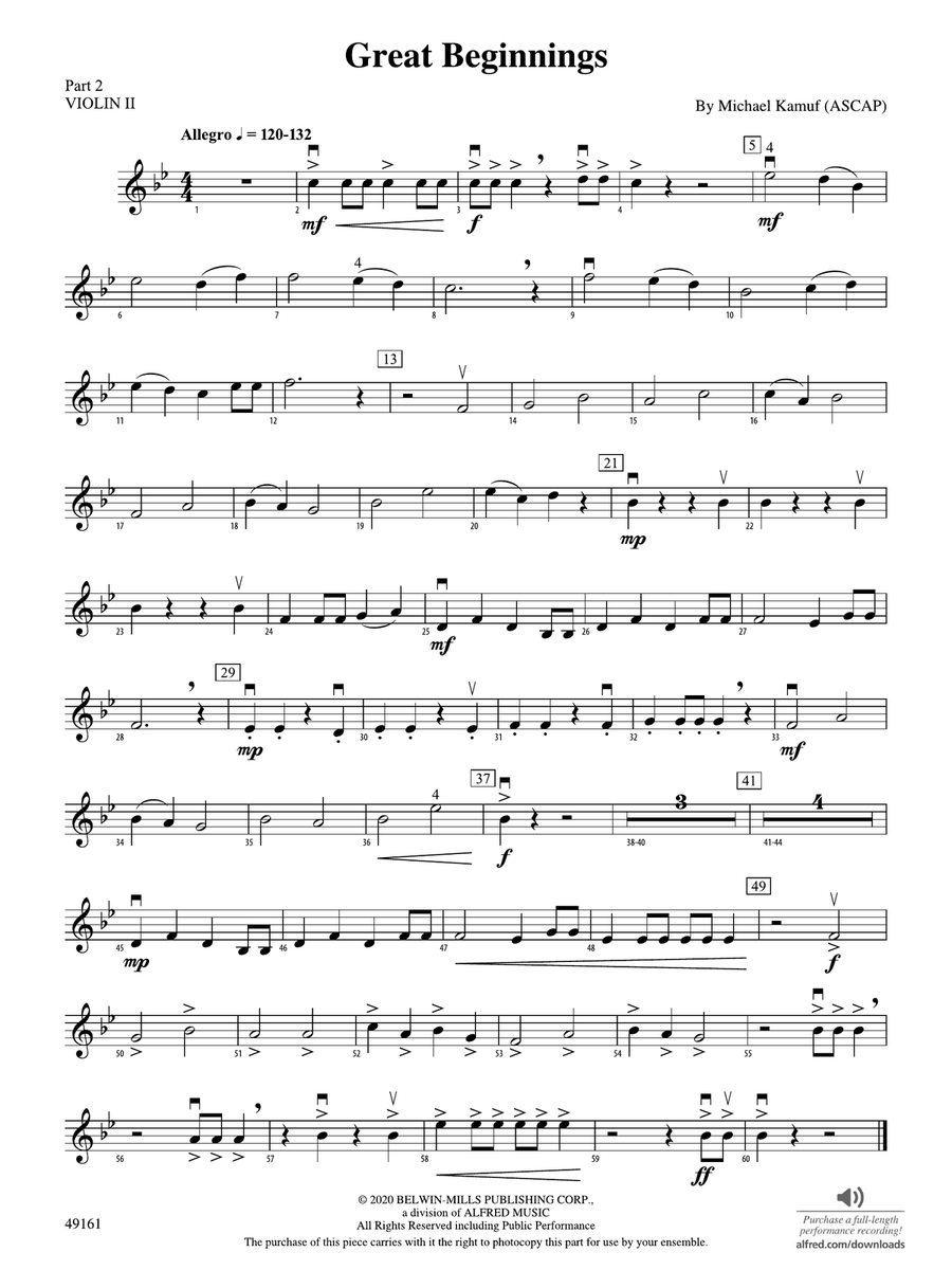 Great Beginnings: Part 2 - Violin I
