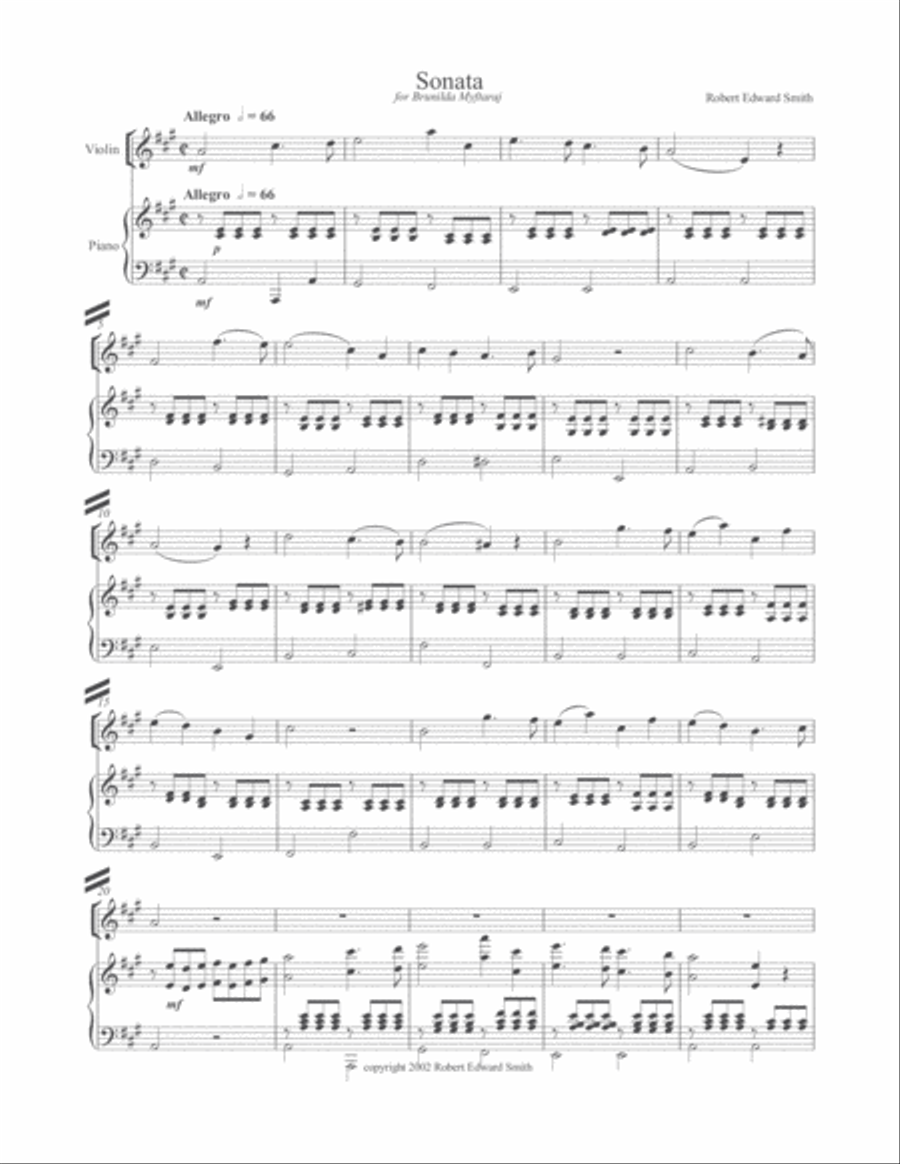 Sonata in A major for Violin and Piano Chamber Music scores gallery preview page 2