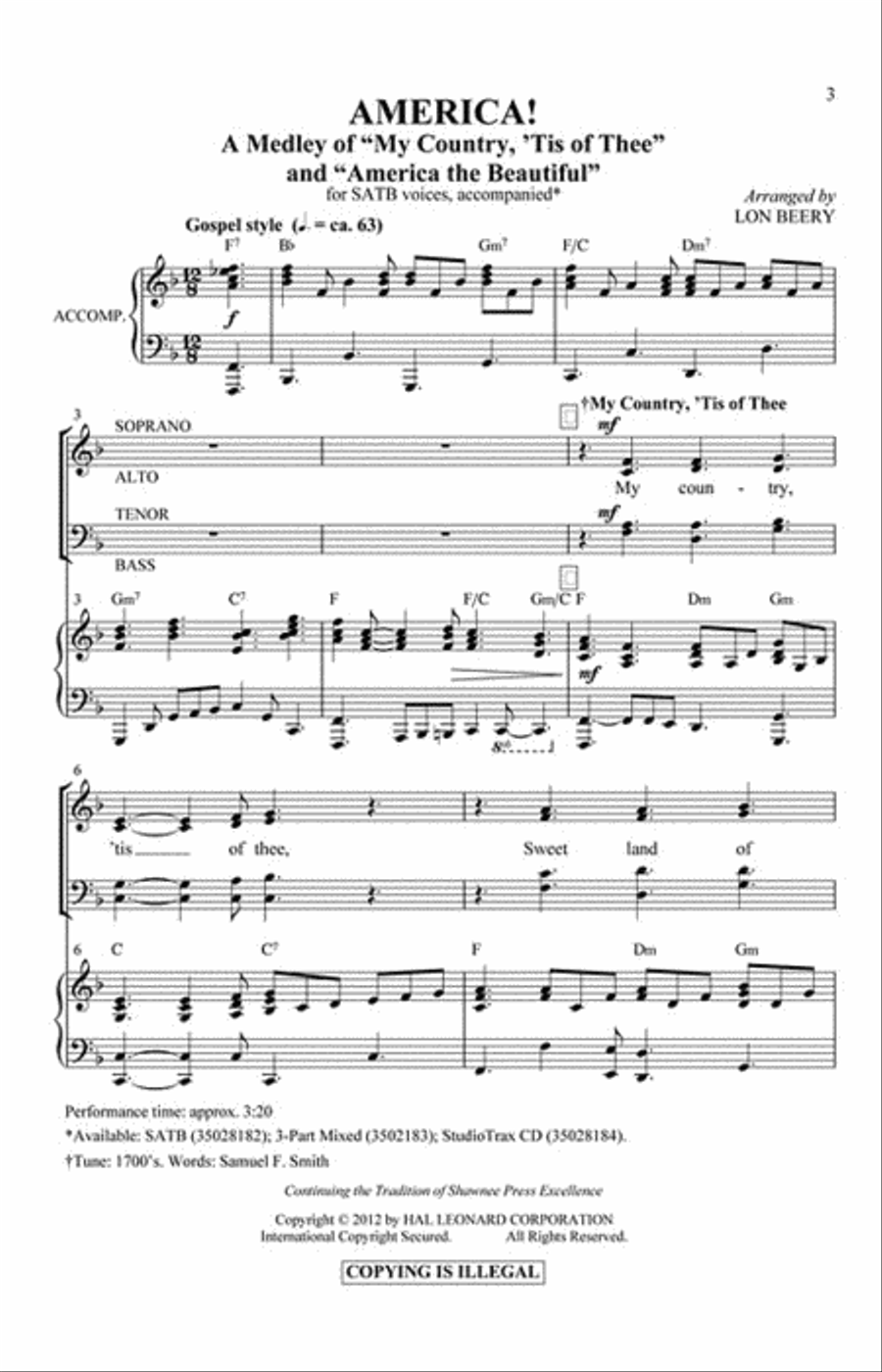 America! 4-Part scores gallery preview page 2