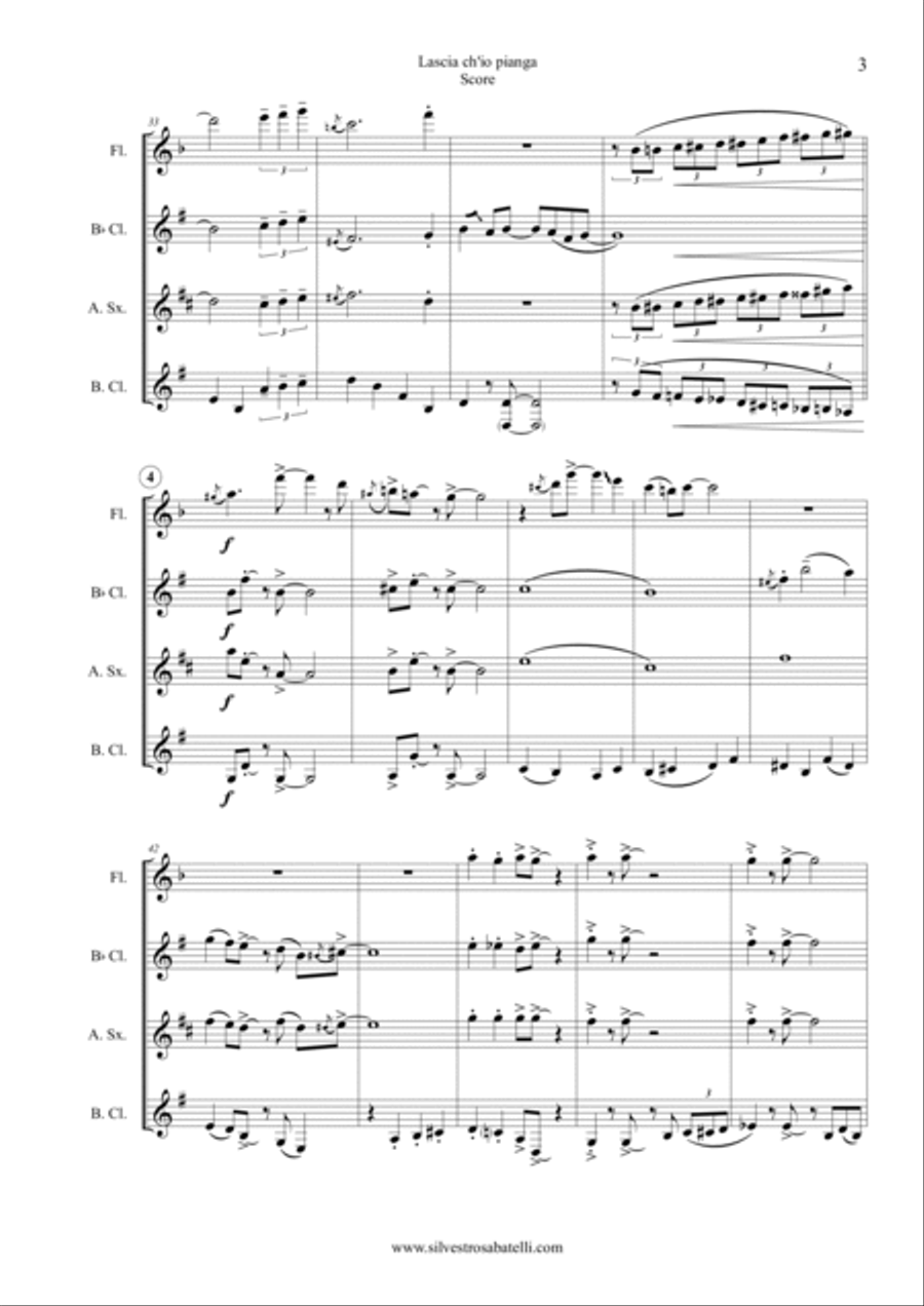 Lascia ch'io pianga Lascia ch'io pianga Woodwind Quartet scores gallery preview page 4