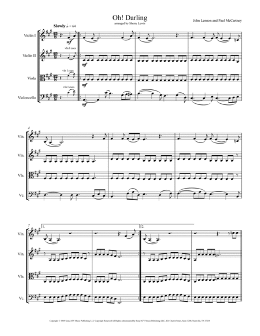 Oh! Darling String Quartet scores gallery preview page 3