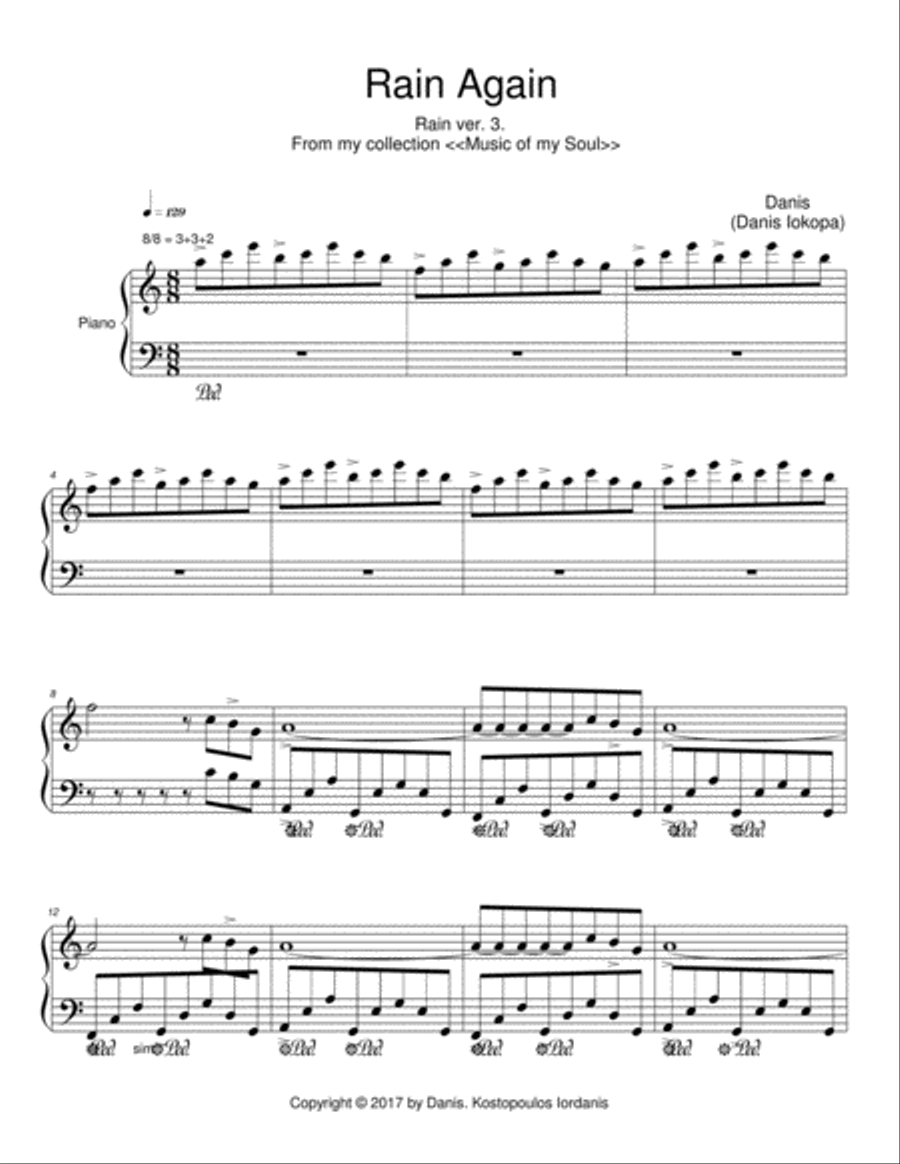 Rain Again Rain Again Piano Solo scores gallery preview page 1