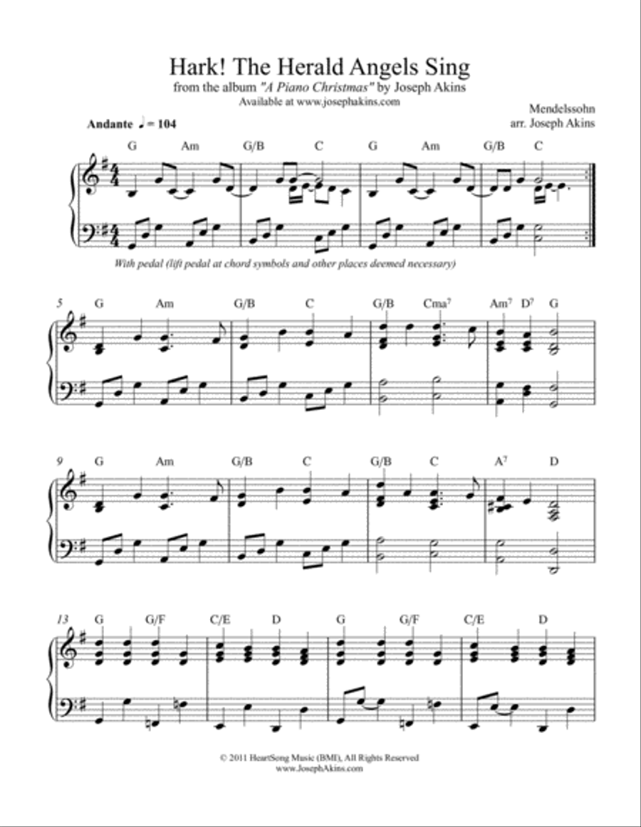Hark the Herald Angels Sing Piano Solo scores gallery preview page 1