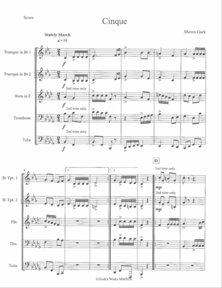 Cinque Brass Ensemble scores gallery preview page 1