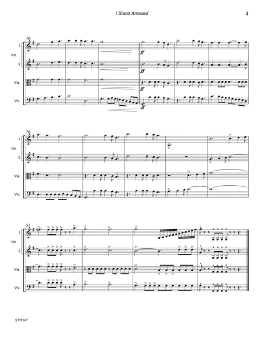 I STAND AMAZED (My Savior's Love) - STRING QUARTET or 3 Violins & Cello (unaccompanied) String Quartet scores gallery preview page 4