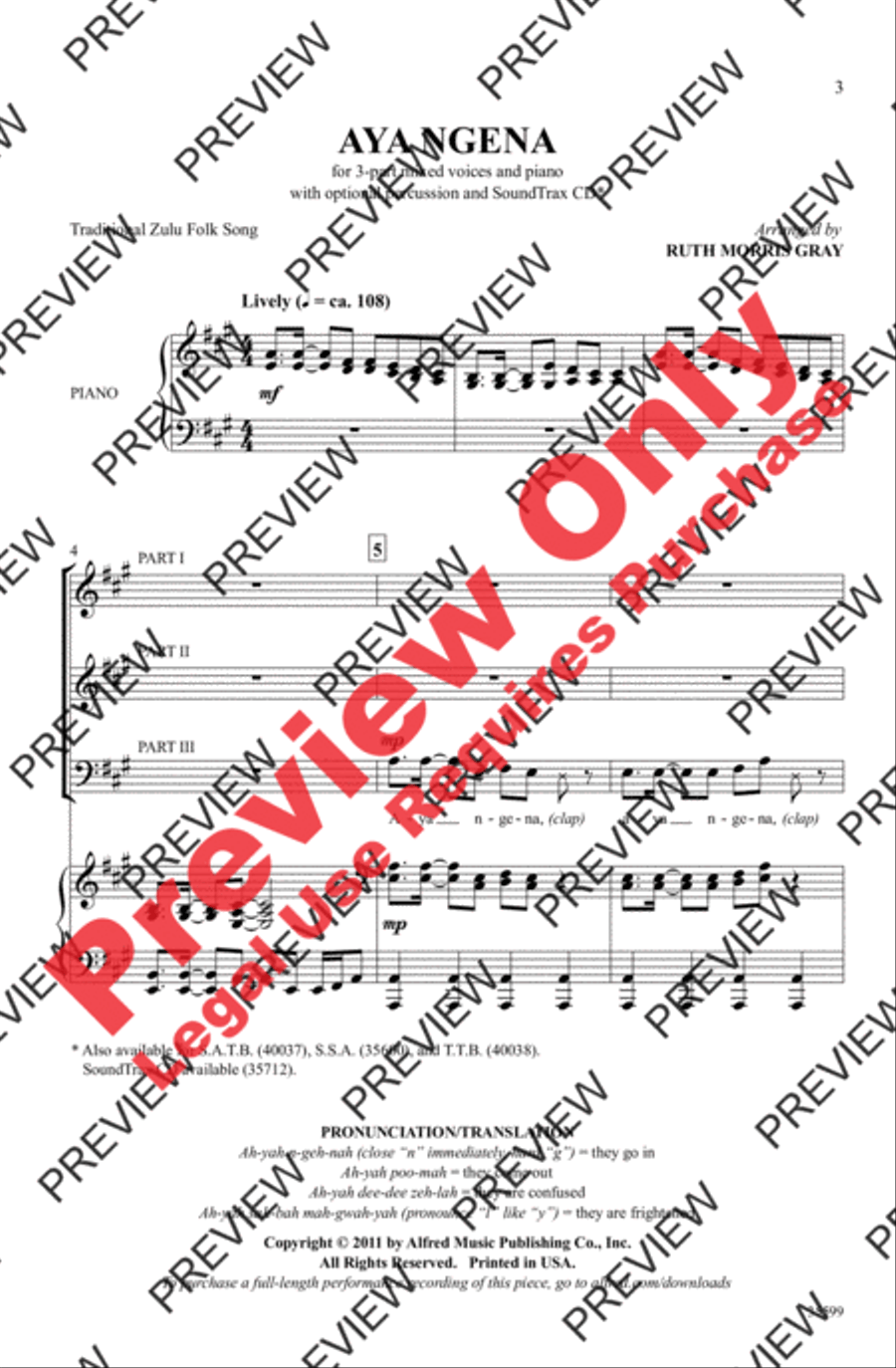 Aya Ngena Aya Ngena 3-Part scores gallery preview page 3