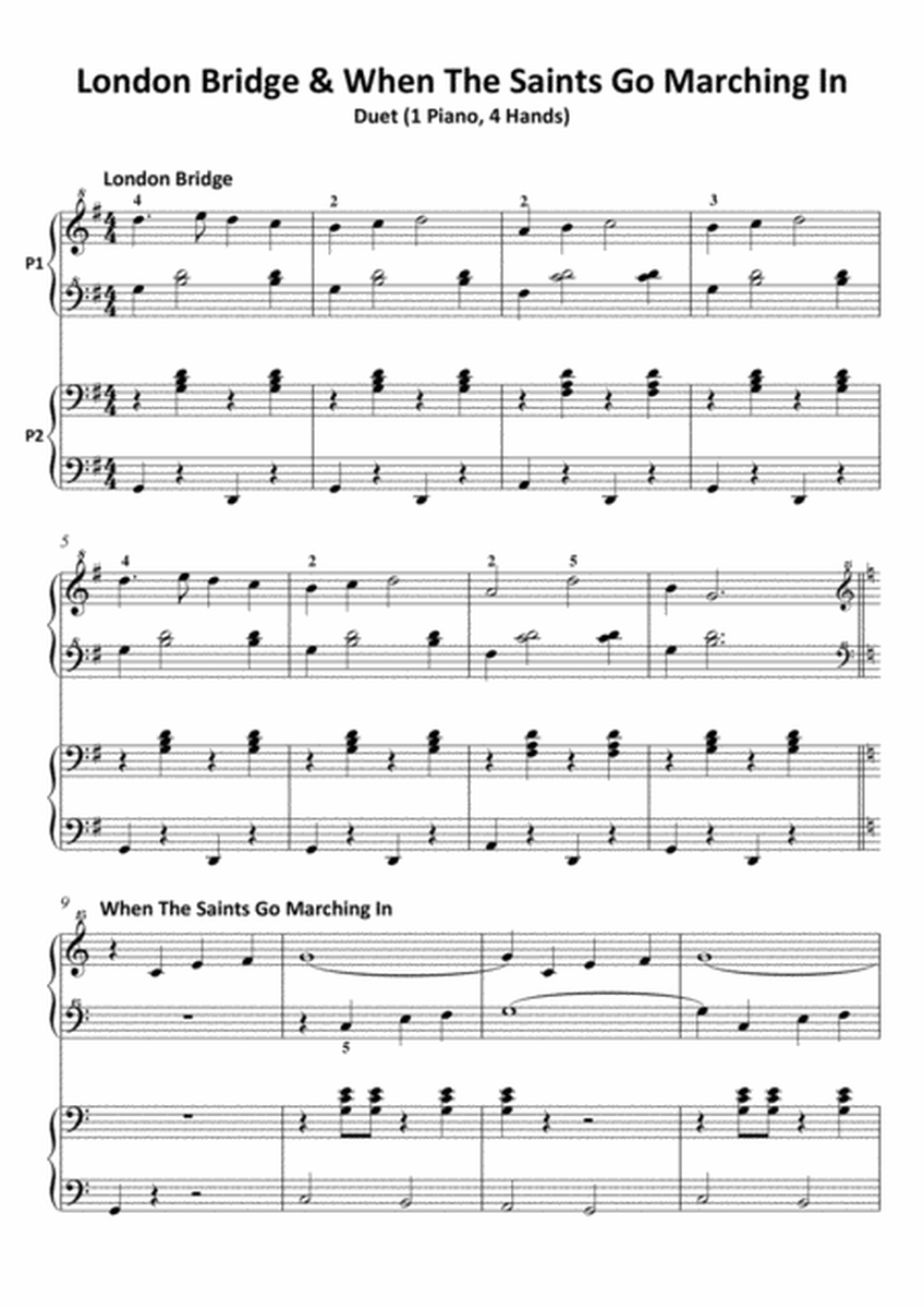 London Bridge & When The Saints Go Marching In (Duet 1 Piano 4 Hands)