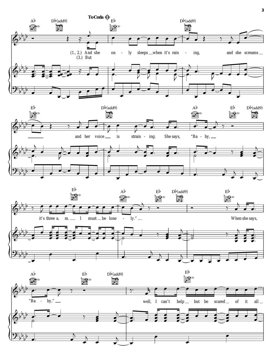 3 AM 3 AM Piano, Vocal, Guitar scores gallery preview page 3