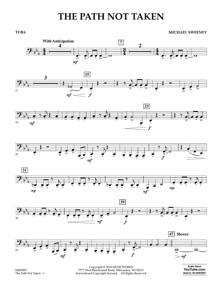 The Path Not Taken - Tuba Concert Band scores gallery preview page 1