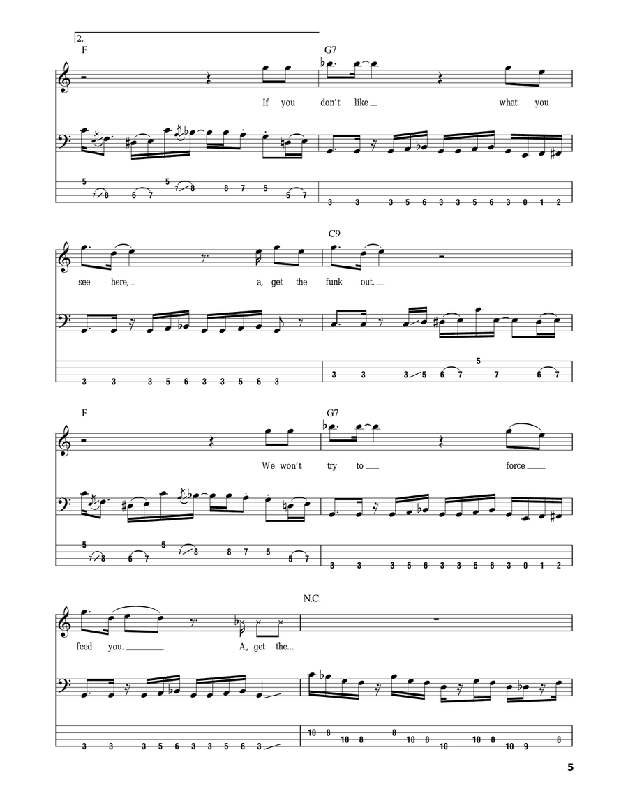 Get The Funk Out Bass Guitar Tablature scores gallery preview page 5