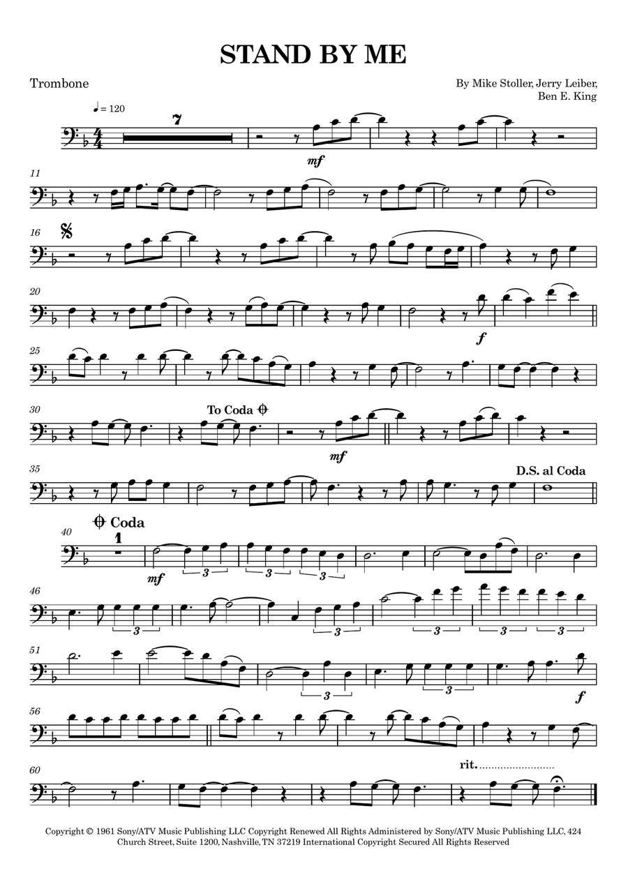 Stand By Me Trombone Solo scores gallery preview page 1
