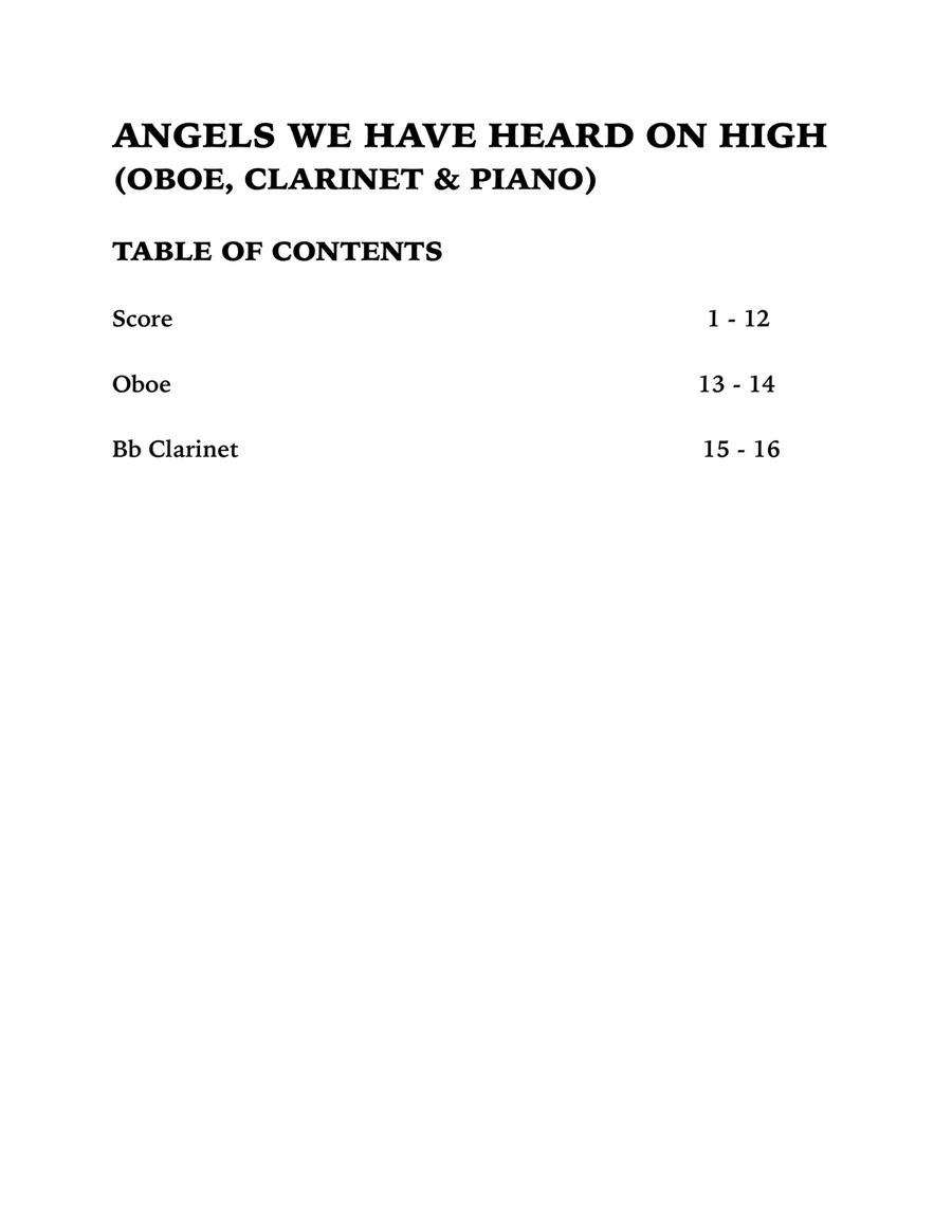 Angels We Have Heard on High (Trio for Oboe, Clarinet and Piano) Clarinet scores gallery preview page 4