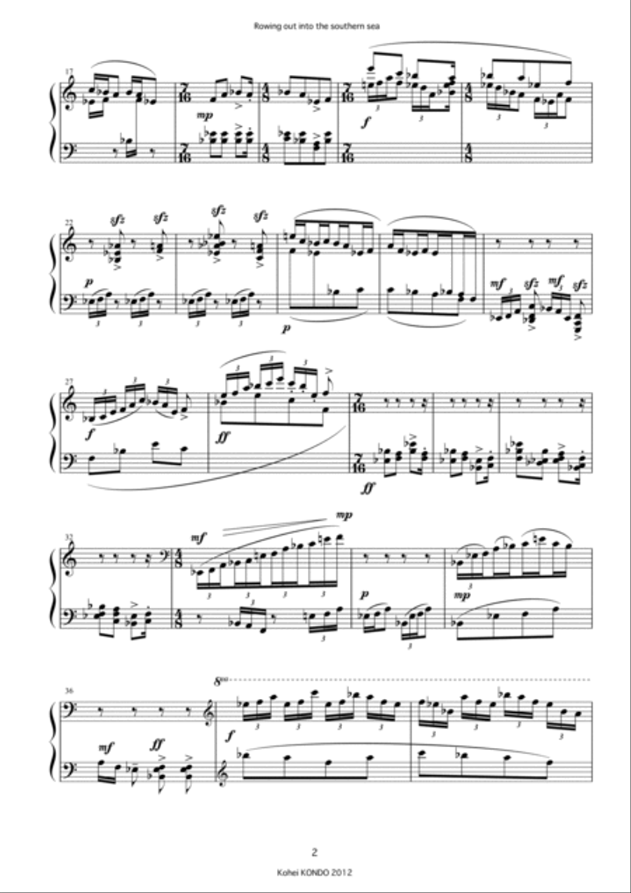 Rowing out into the southern sea for piano with left hand only op.128 Piano Solo scores gallery preview page 3