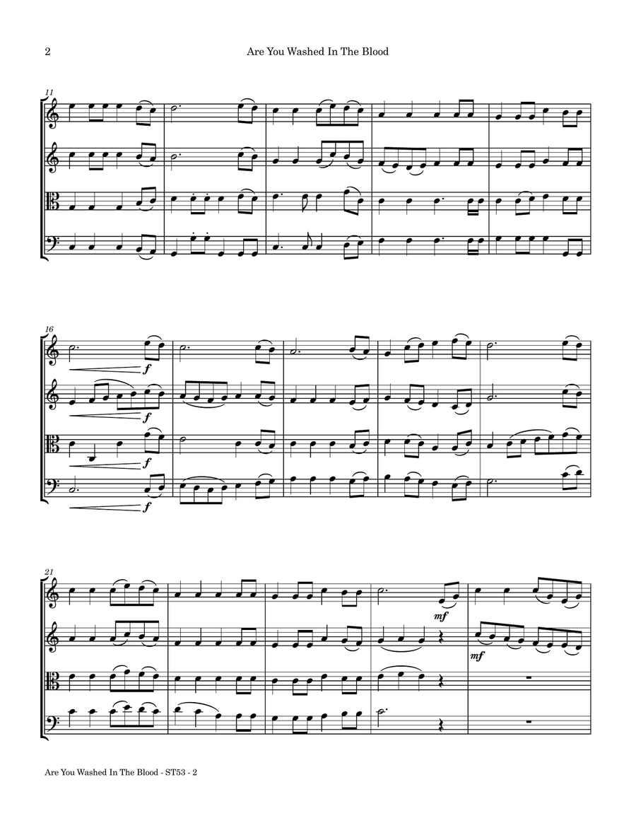 Are You Washed In The Blood String Quartet scores gallery preview page 6