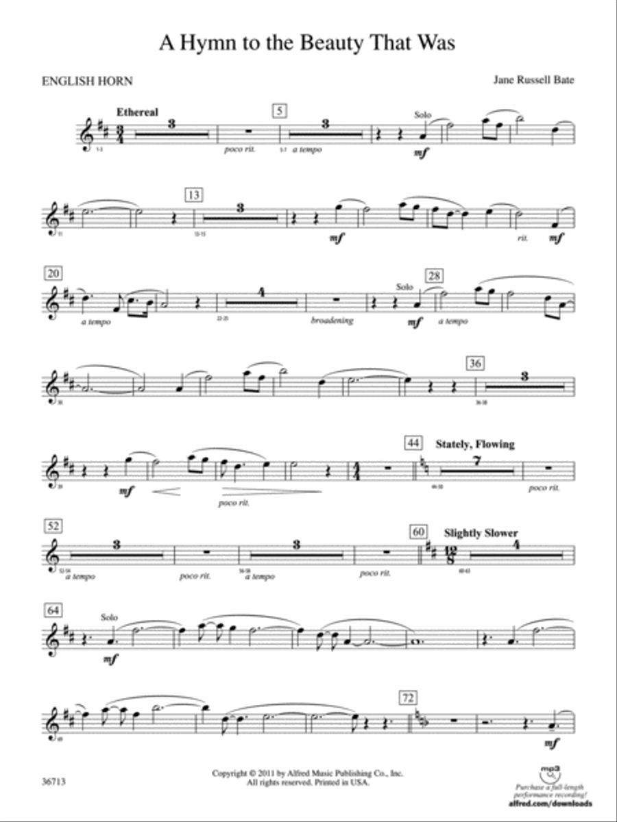 Hymn to the Beauty That Was: English Horn Concert Band scores gallery preview page 1