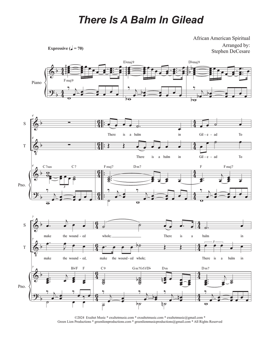 There Is A Balm In Gilead (2-part choir - (Soprano and Tenor)