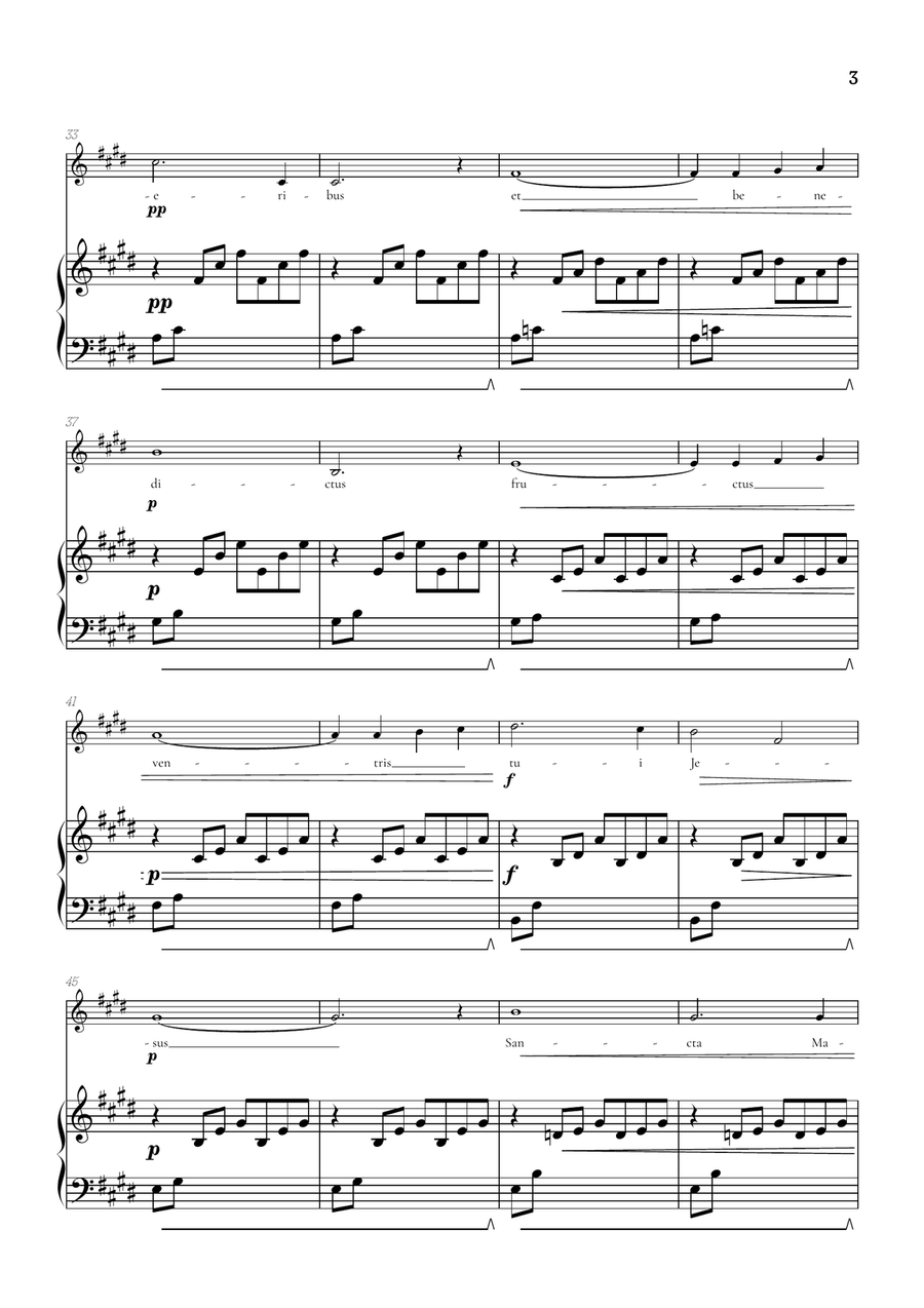 Bach / Gounod Ave Maria in E major • soprano sheet music with piano accompaniment Soprano Voice scores gallery preview page 3