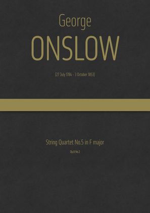 Book cover for Onslow - String Quartet No.5 in F major, Op.8 No.2