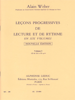 Lecons Progressives De Lecture Et De Rythme - Volume 1