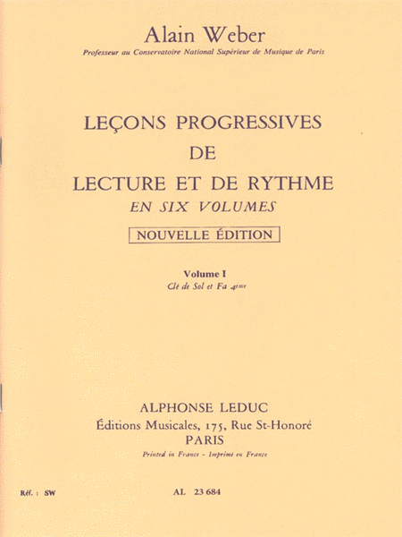 Lecons Progressives De Lecture Et De Rythme - Volume 1