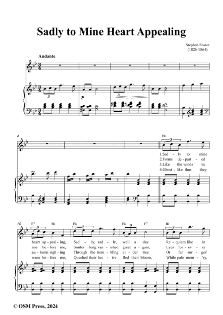 S. Foster-Sadly to Mine Heart Appealing,in B flat Major Voice scores gallery preview page 2