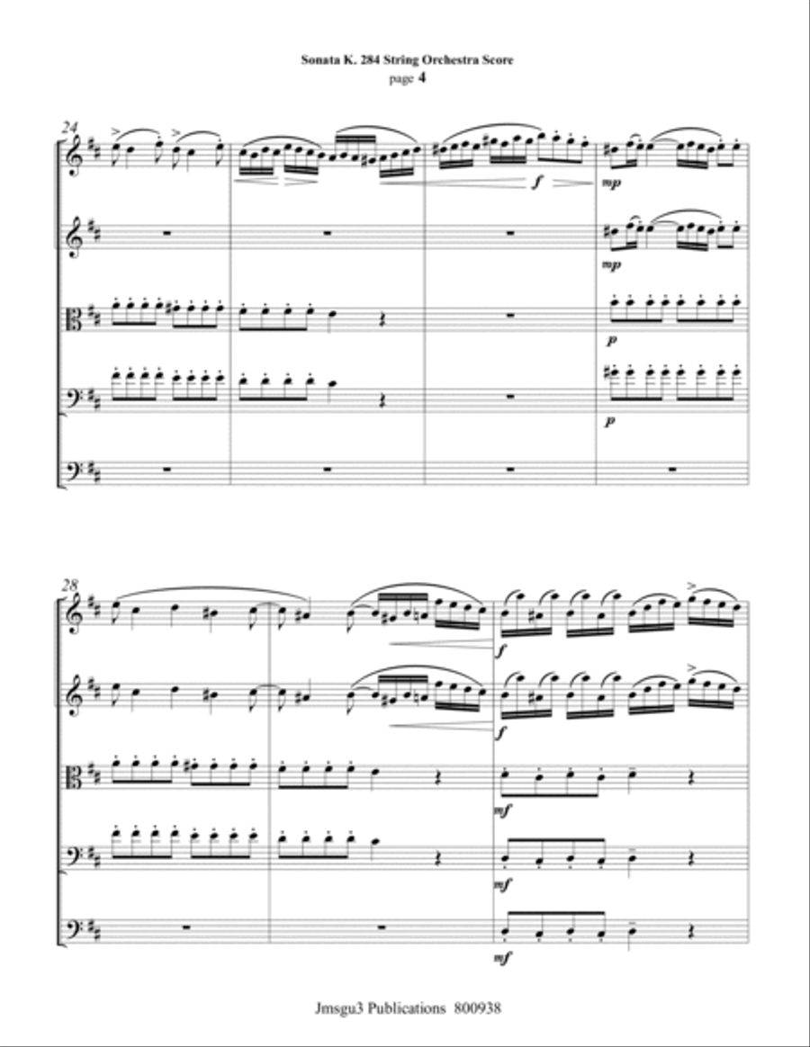 Mozart: Sonata K. 284 “Durnitz” for String Orchestra String Orchestra scores gallery preview page 4