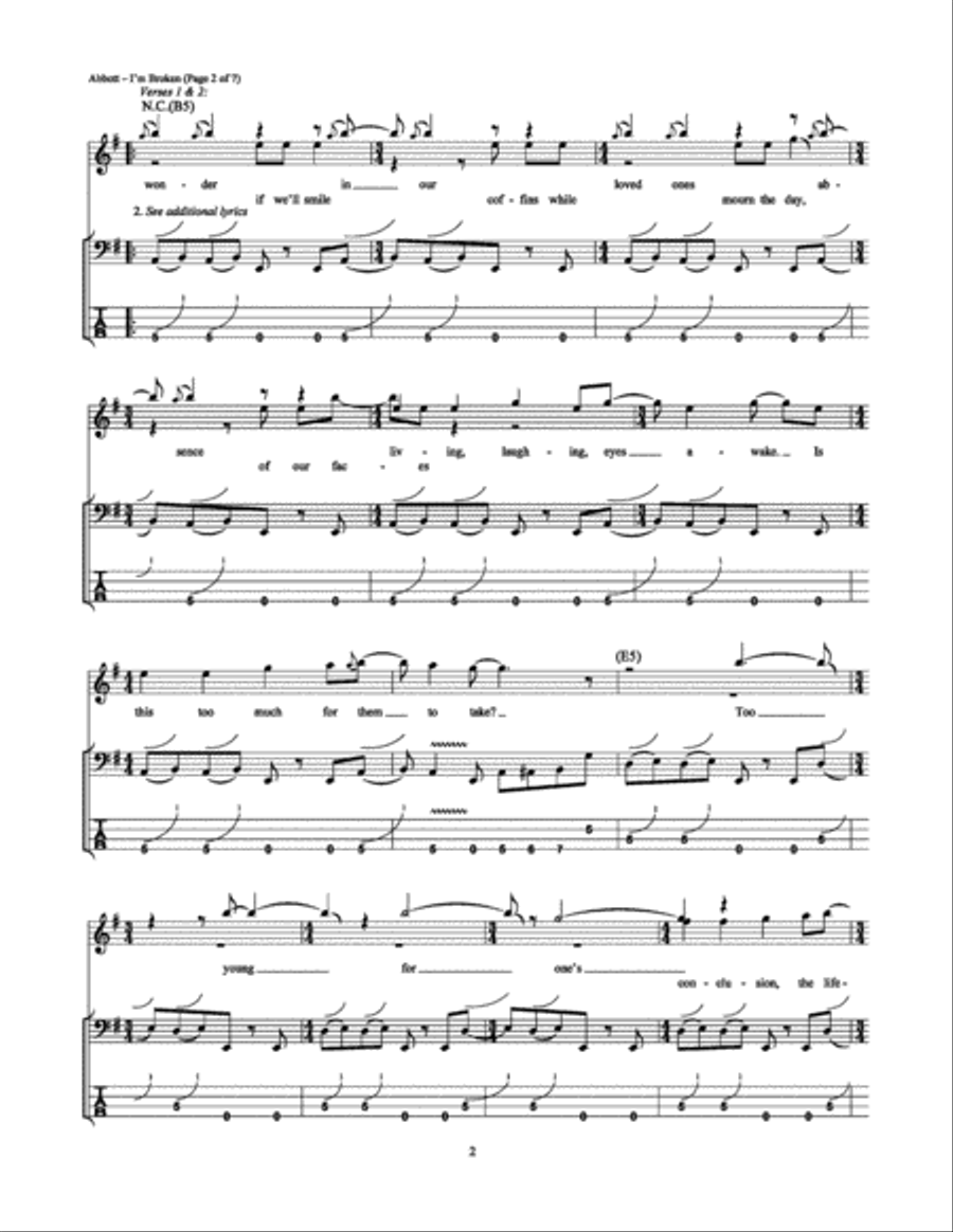 I'm Broken Bass Guitar Tablature scores gallery preview page 2