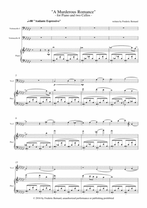 A Murderous Romance - Conductor's Score (Sad and Sensual score - with 2 Cellos and 1 Piano)
