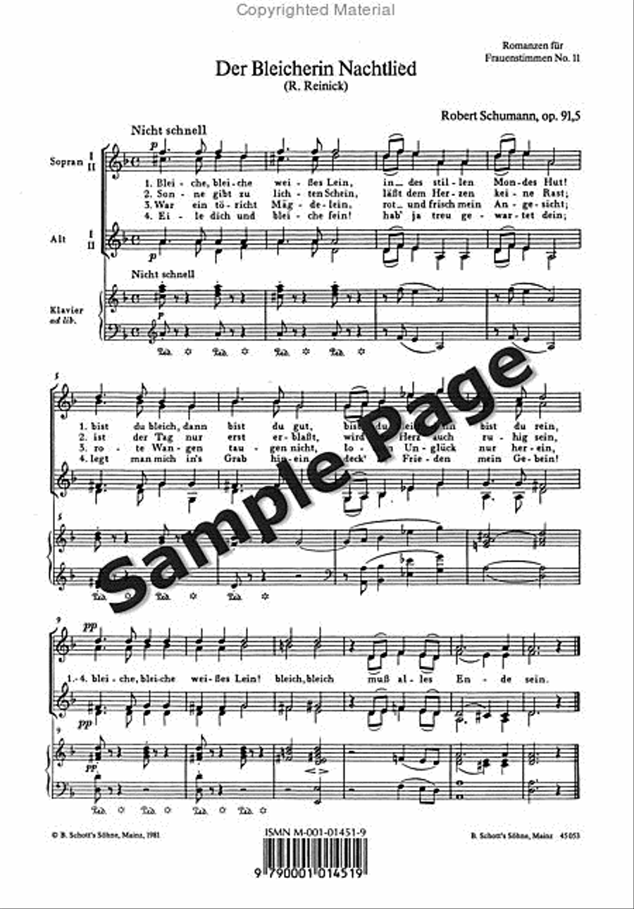 Schumann `das Verlassene Magdelein' SSAA scores gallery preview page 5