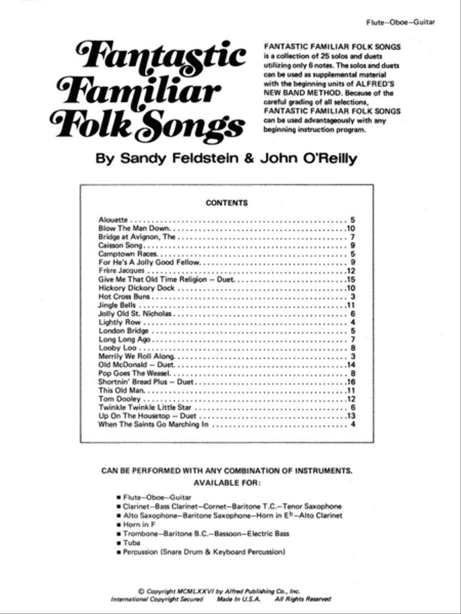 Fantastic Familiar Folk Songs Concert Band scores gallery preview page 2
