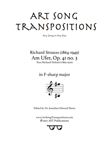 STRAUSS: Am Ufer, Op. 41 no. 3 (transposed to F-sharp major)