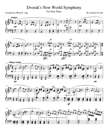 Dvorak's New World Symphony for Easy Piano image number null